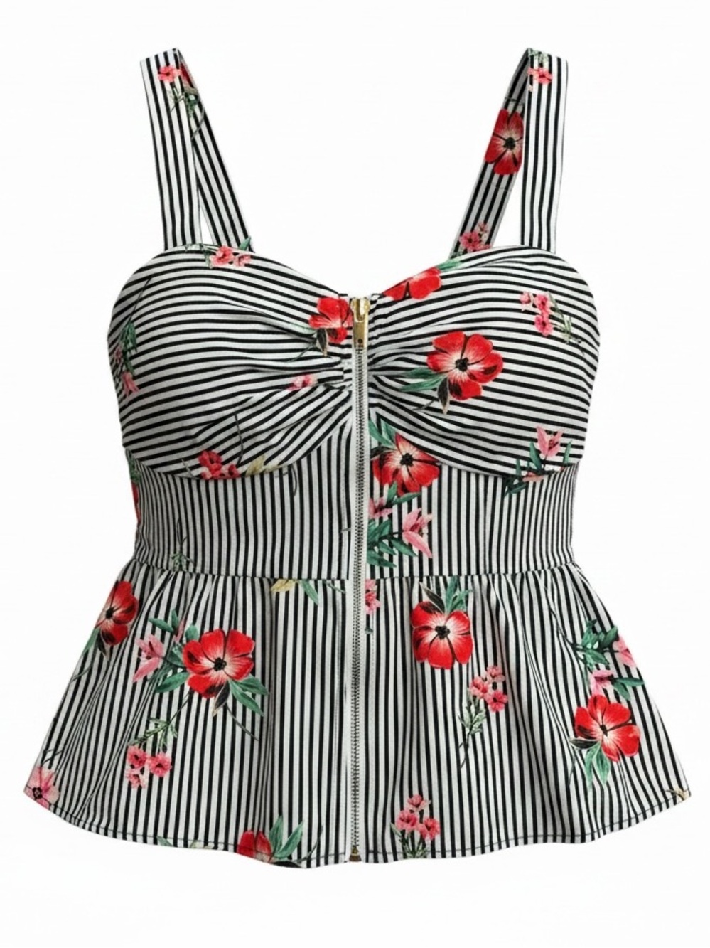 Mine Floral  Peplum Tank Top Cottage Core Boho size medium